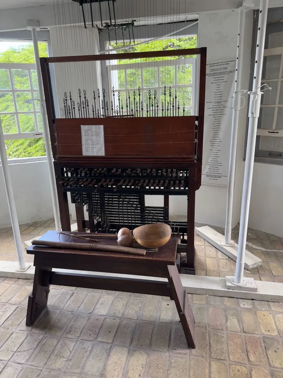Historical weaving loom in Curacao plantation museum